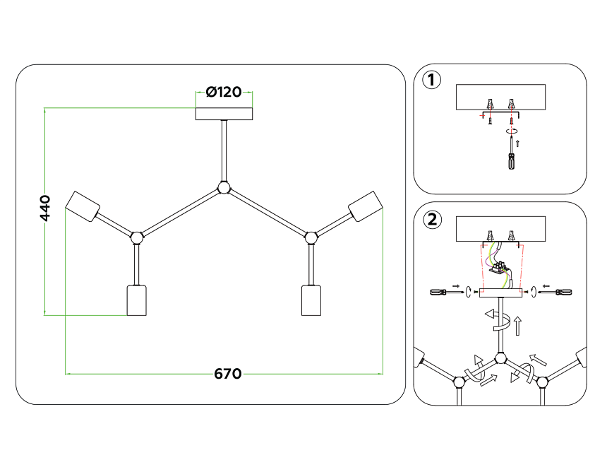 TR8031/4 WH белый E27*4 max 40W D670*440